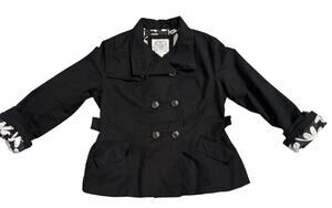 Esprit Black Double Breasted Short Trench Coat Size XL
